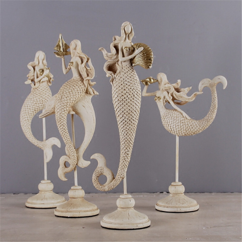 歐式復古美人魚擺件 樹脂工藝打造的家居藝術(shù)珍品